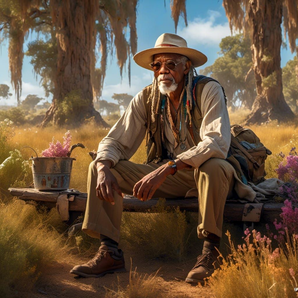 Morgan Freeman as Forrest Gump: Photorealistic Poster Art