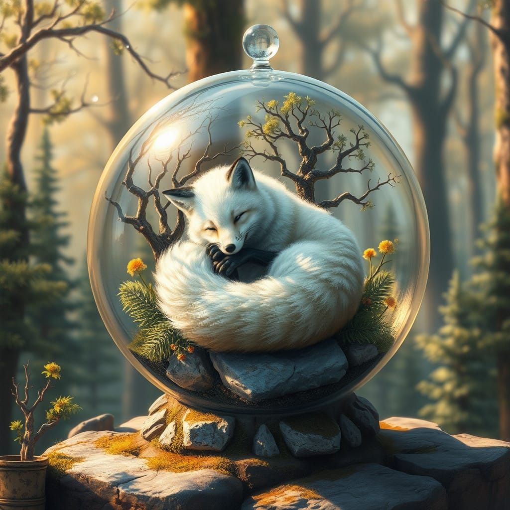 Enchanted Glass World with Ice Fox