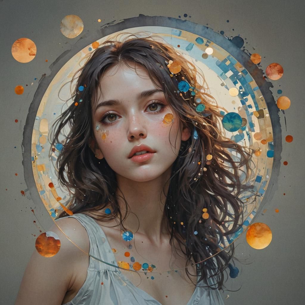 Abstract Album Cover Art in Watercolor Style