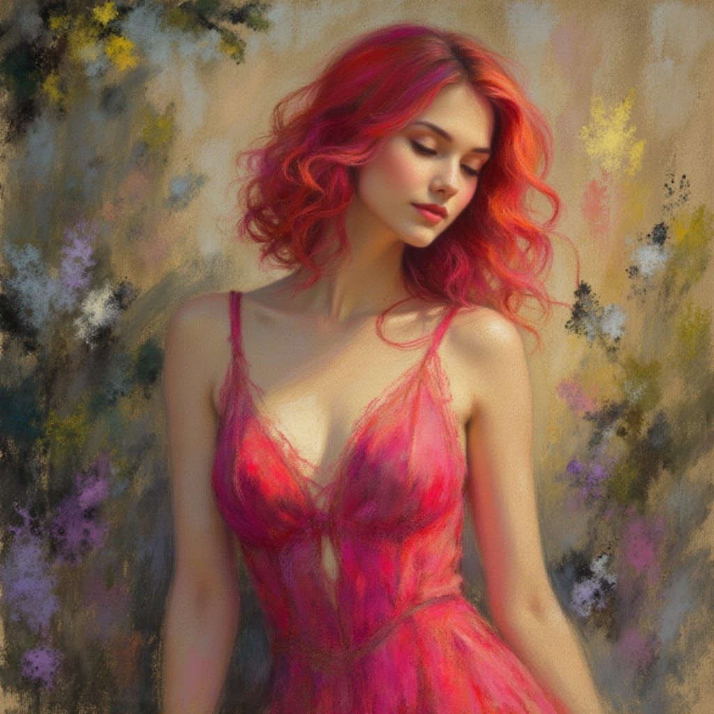 Stylish Woman in Evening Wear with Vibrant Colors