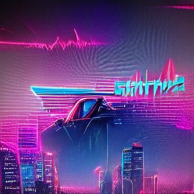 Synthwave Neon Cityscape in Retro Style