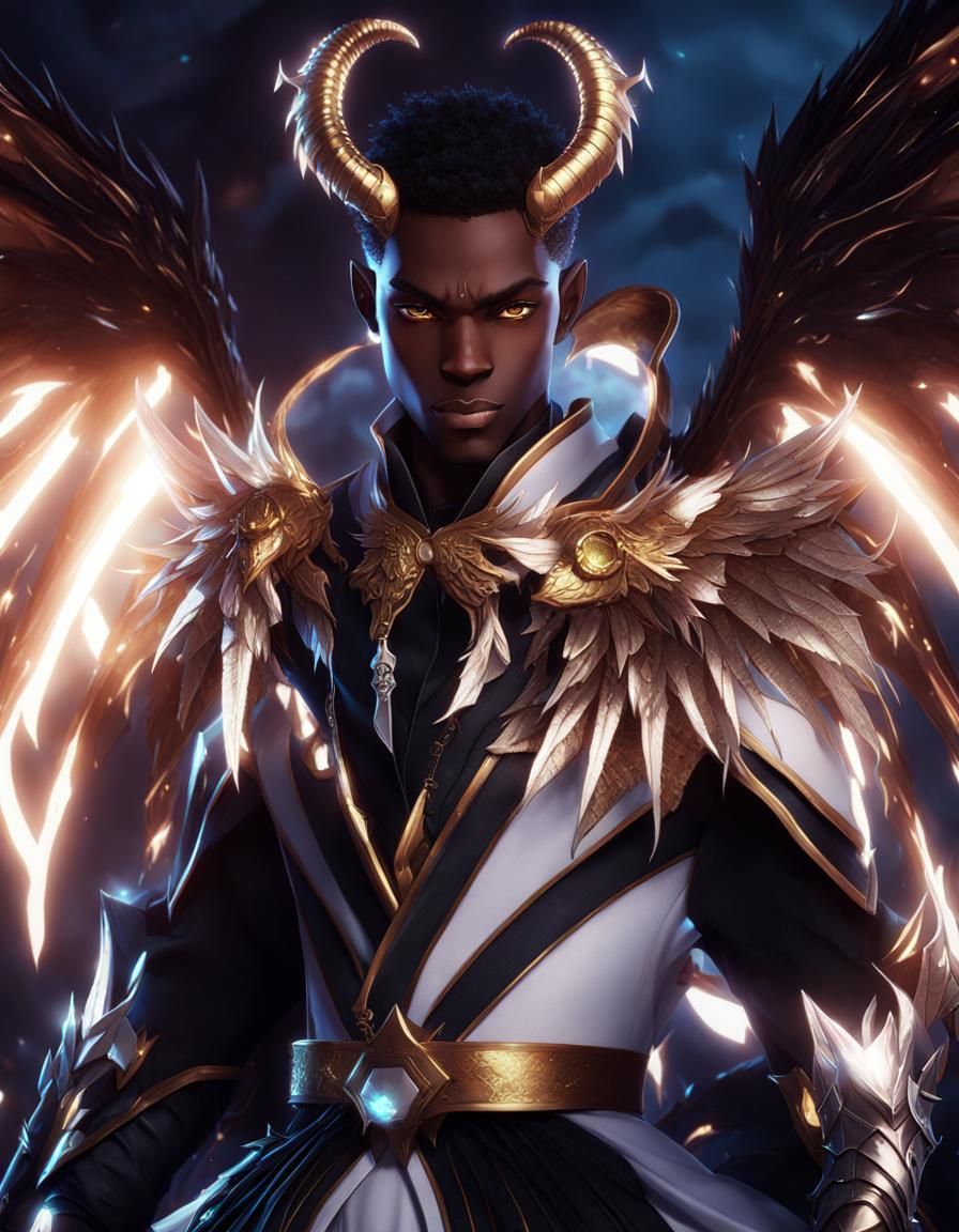 Dark Fantasy Anime Portrait: Dragon Horned Warrior