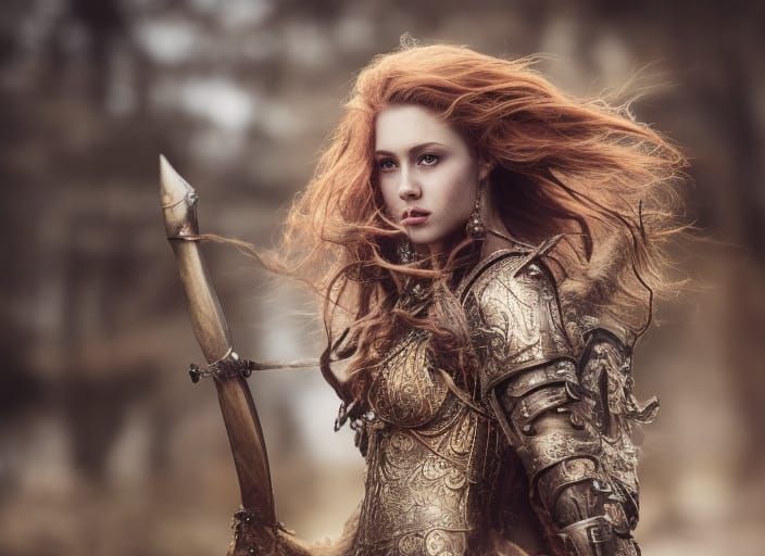 Auburn-Haired Warrior Princess Ready for Battle