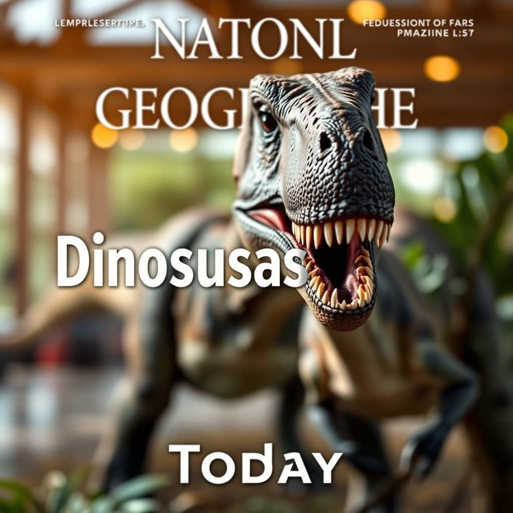 Dinosaurs Today: Realistic Magazine Cover in Photography Sty...