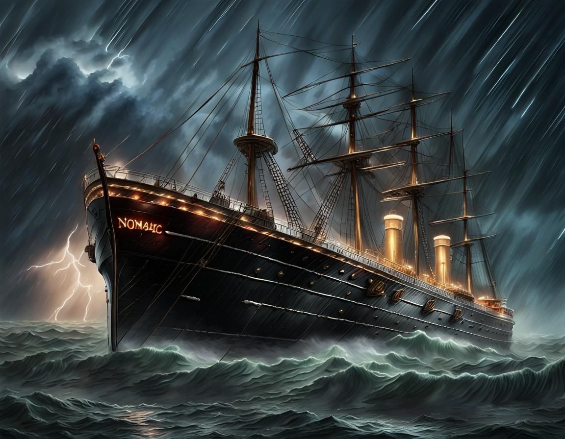 SS Nomadic Ship in Lightning Storm