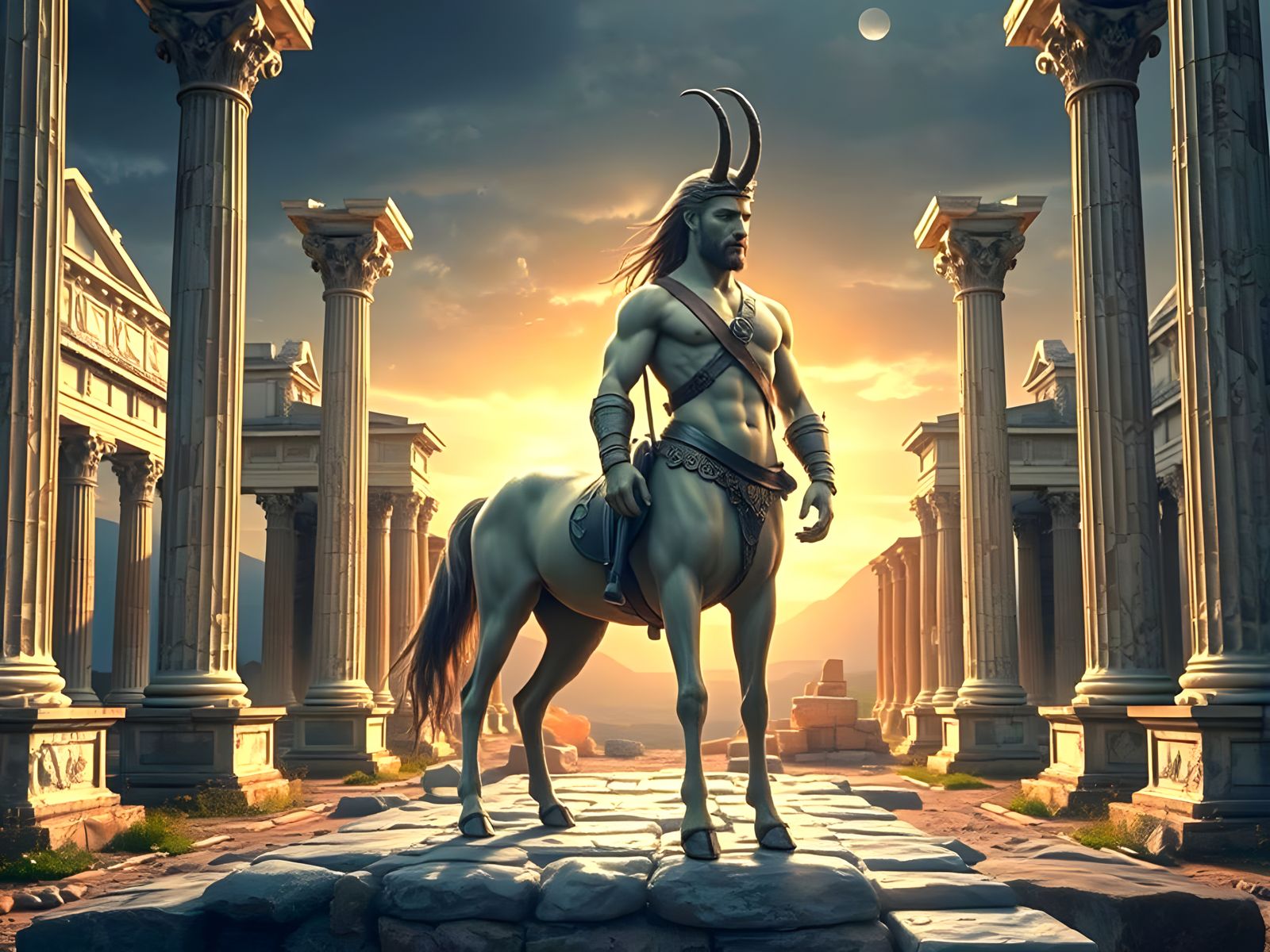 Centaur in Ancient Greek Ruins: Epic Visual