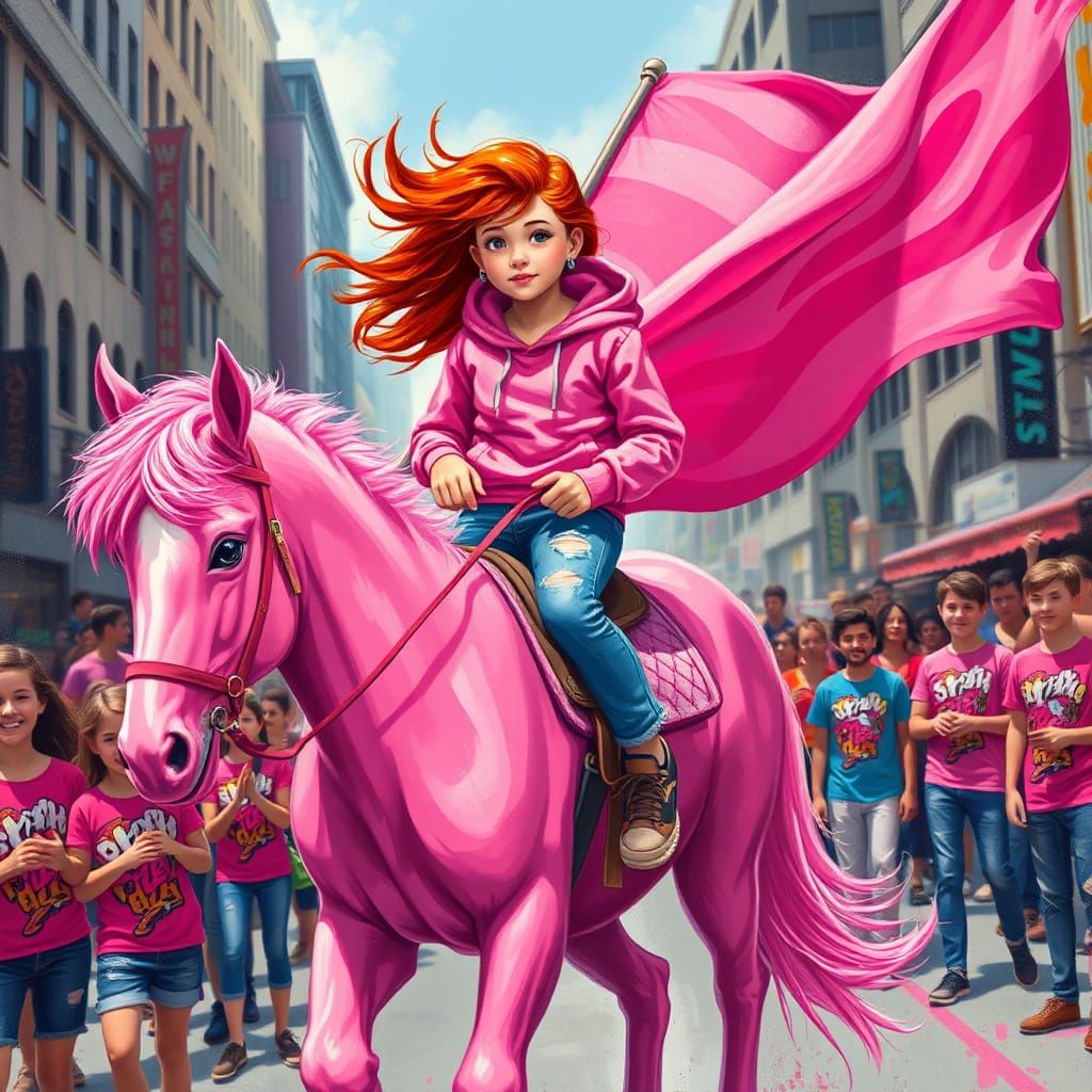 Pink Pony Ride: Vibrant Street Art Celebration