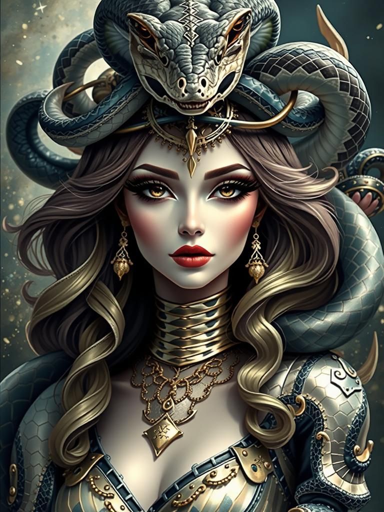 Neon Snake Hat Fashion Portrait