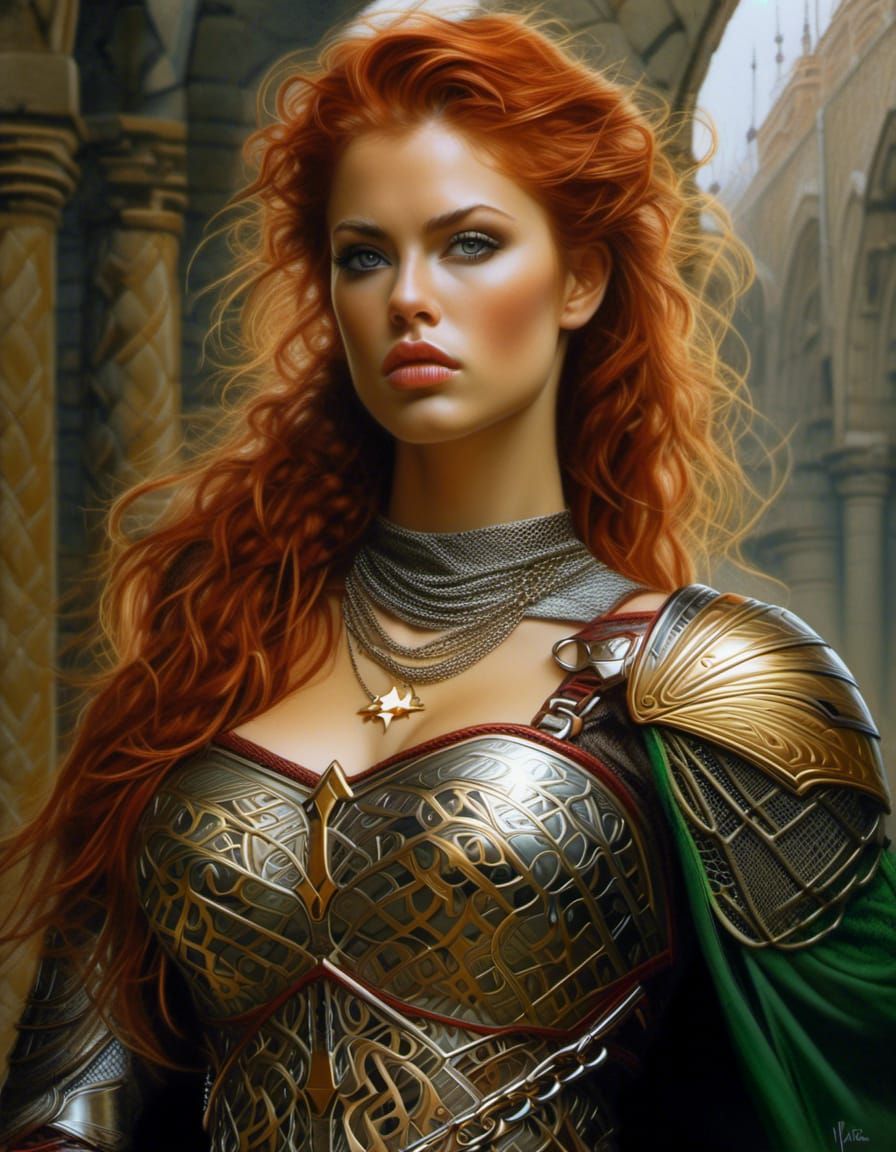 Beautiful Superhero in Chainmail Armor