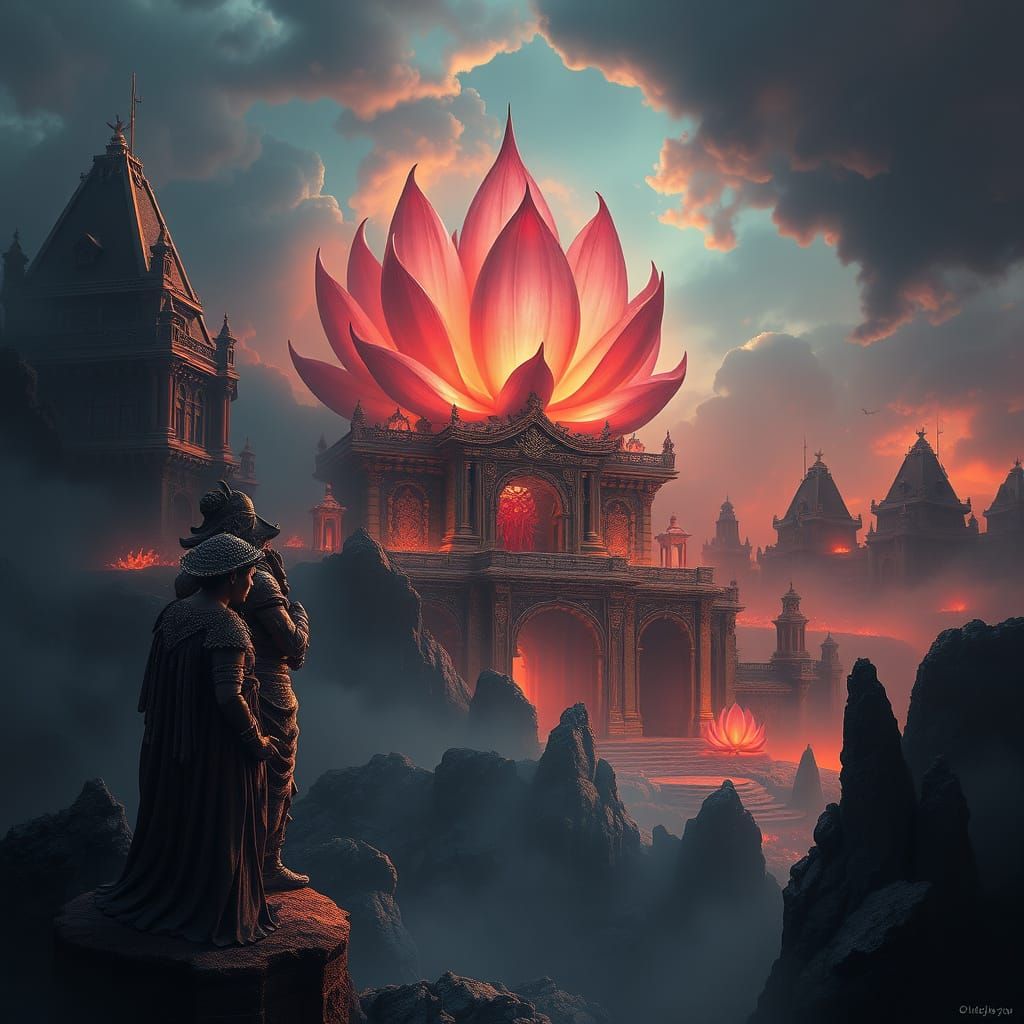 Stunning Digital Epic: Lotus in Maximalist Splendor