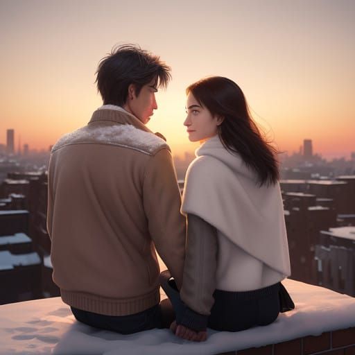 Romantic Winter Sunset Moment