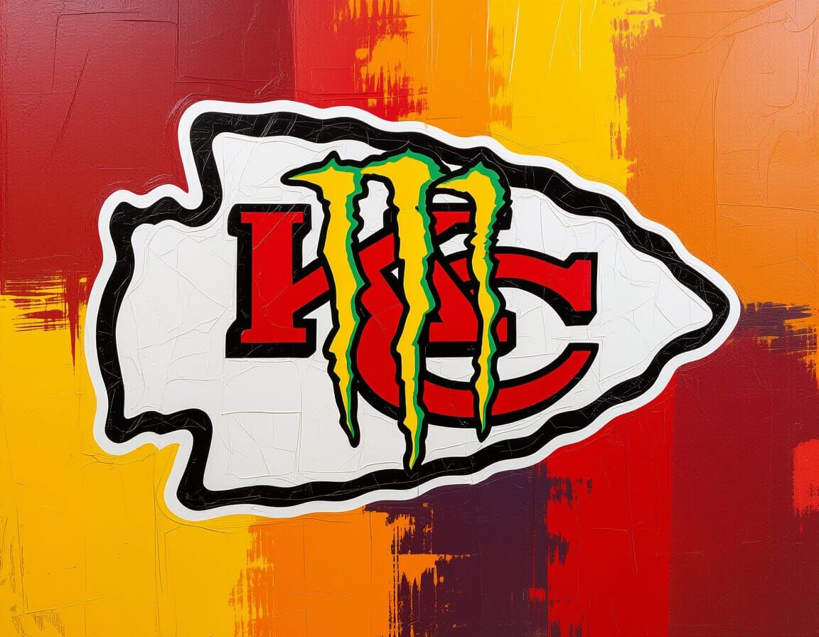Chiefs and Monster Logos in Textured Oil Painting Style