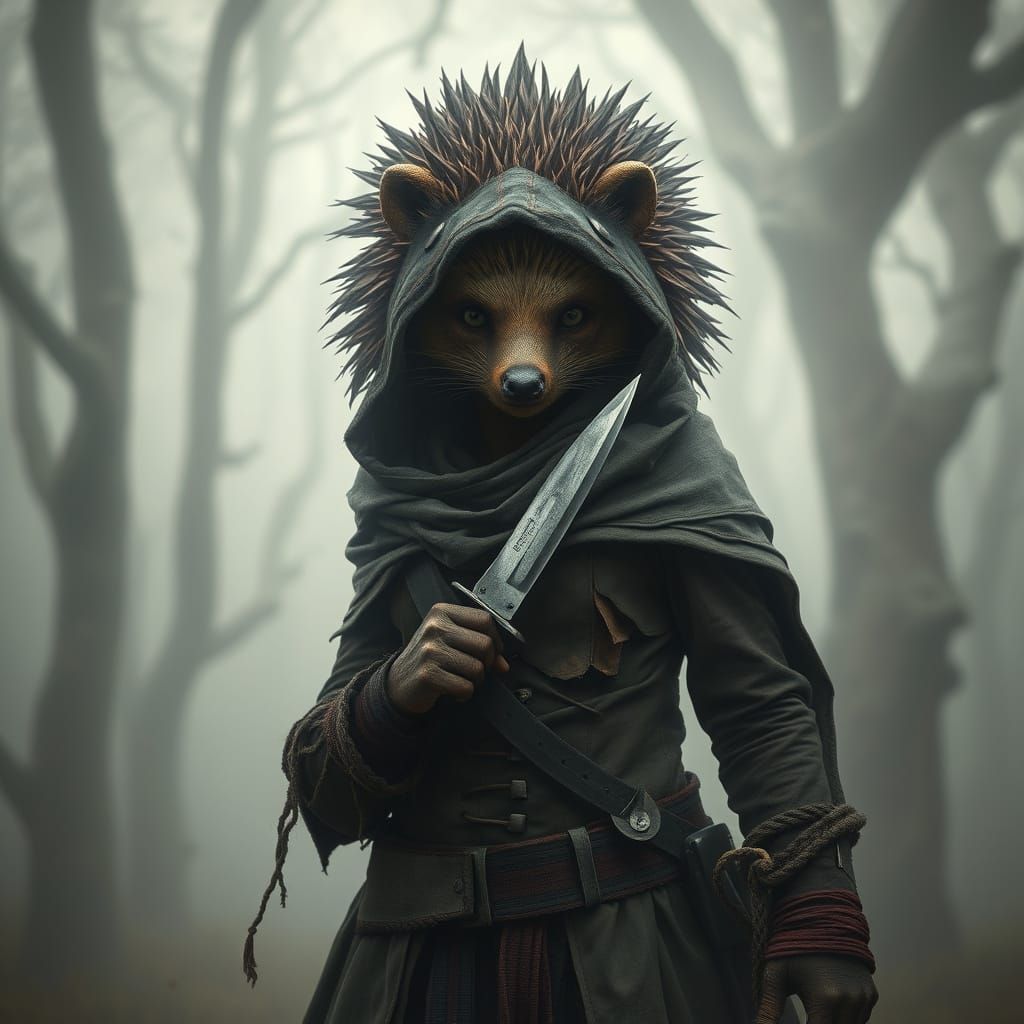 Mystical Hedgehog Rogue Veiled in Fog