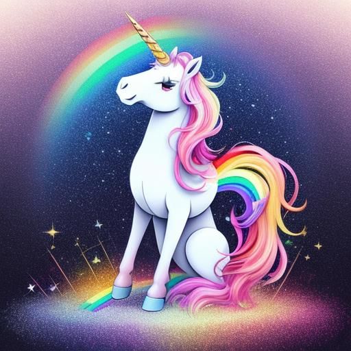Unicorn and Rainbows with Glitter Stars