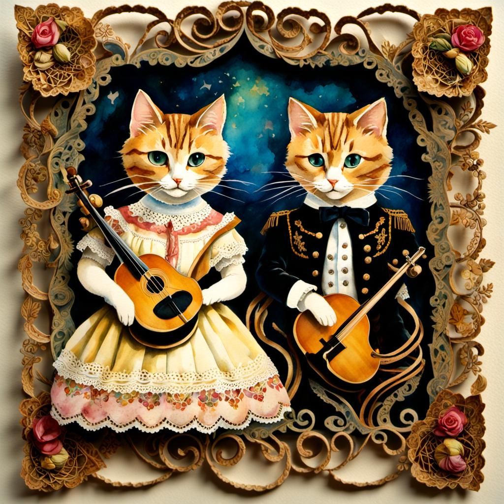 Cats Recreate Sound of Music in Watercolor