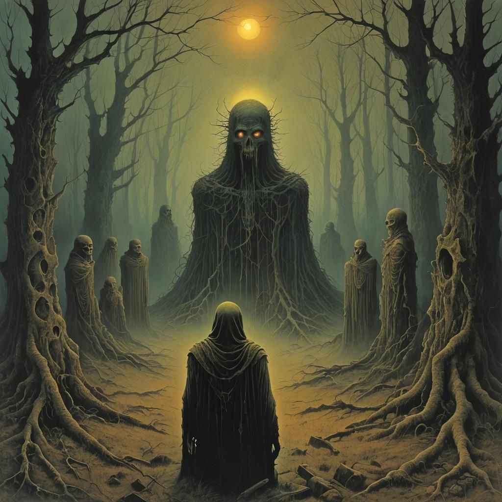 Eerie Album Cover Art in Beksiński Style