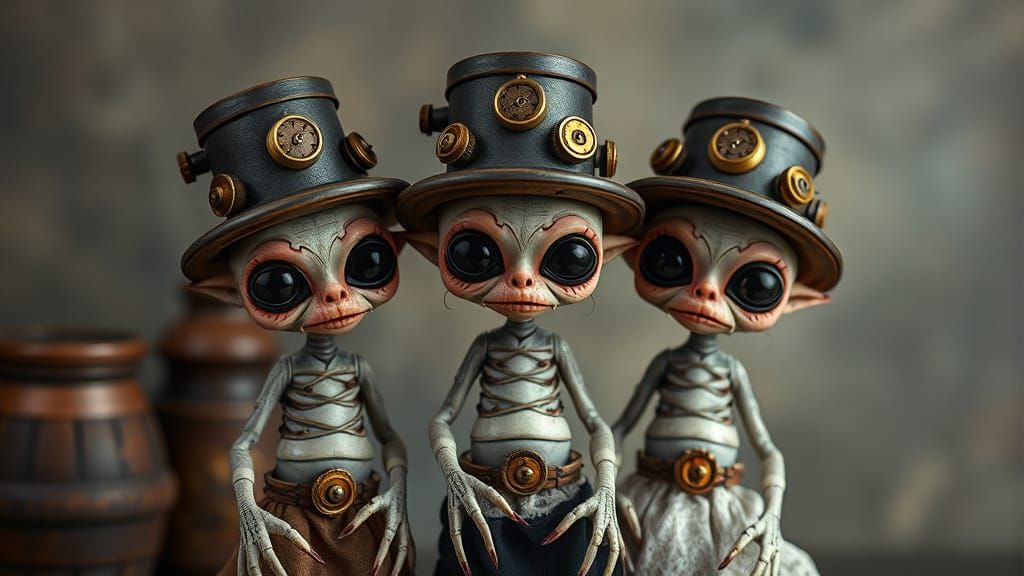 Steampunk Cryptid Dolls Pose at Bellmer's Studio