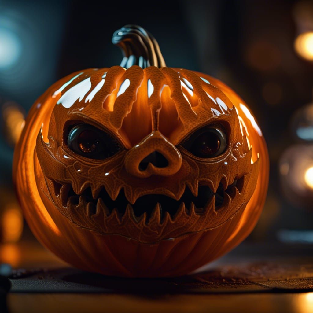 Halloween Pumpkin in Glass Sphere: 3D Render