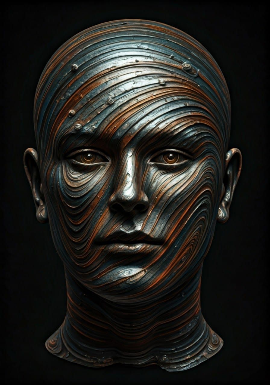 Crumpled Steelwool Pressured Linewaves Shiny Tenebrism