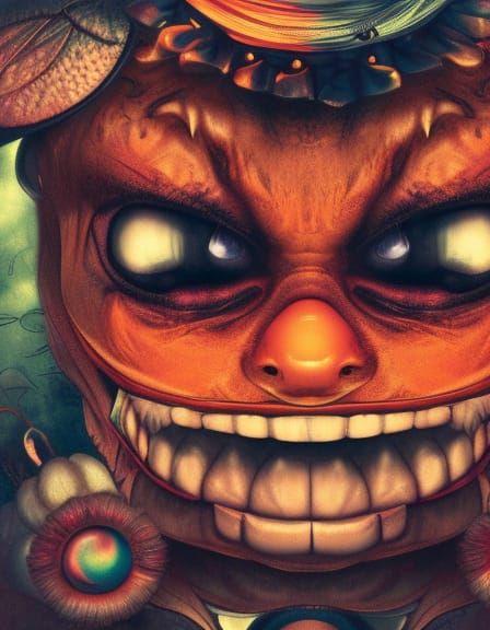 Cute But Scary Clown with Menacing Grin Illustration