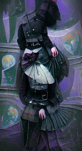 Victorian Goth Mahou Shoujo in Retrofuturistic Style