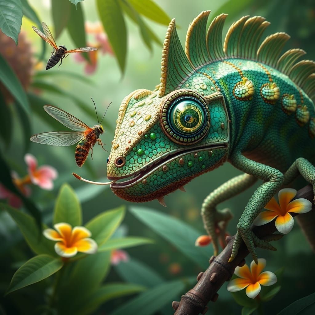 Mutant Chameleon Captures Fly in Biolistic Realism