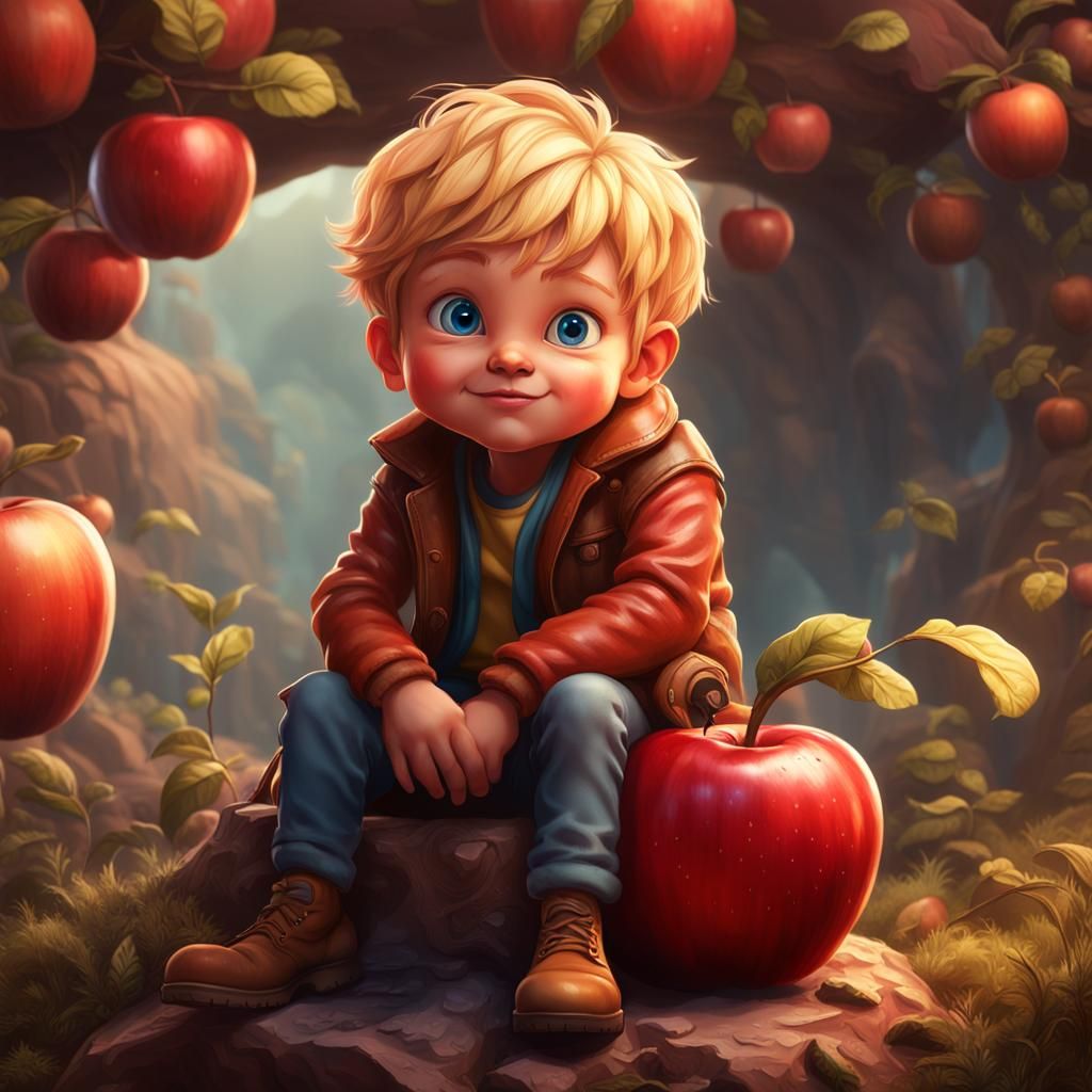 Boy on a Worm in an Apple: Fantasy Concept Art