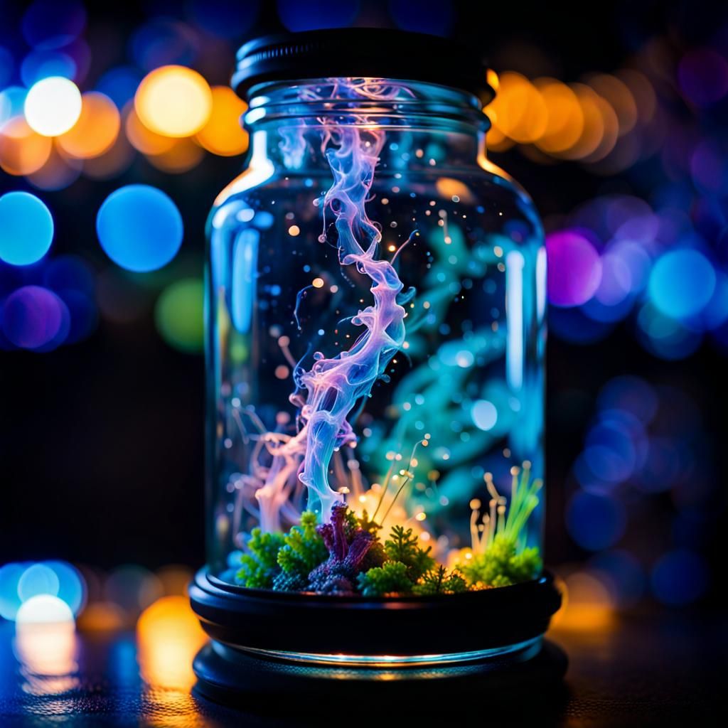 Bioluminescent Galaxy in a Jar: Fantasy Masterpiece