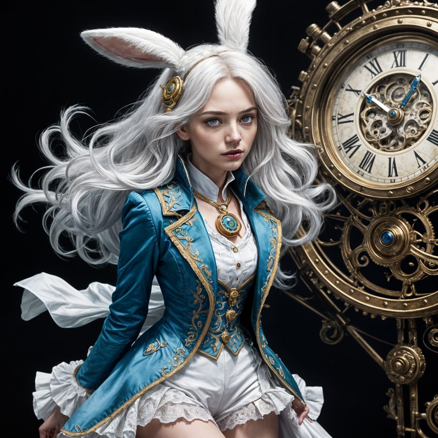 Hyper-Realistic Cosplay Portrait of a White Rabbit
