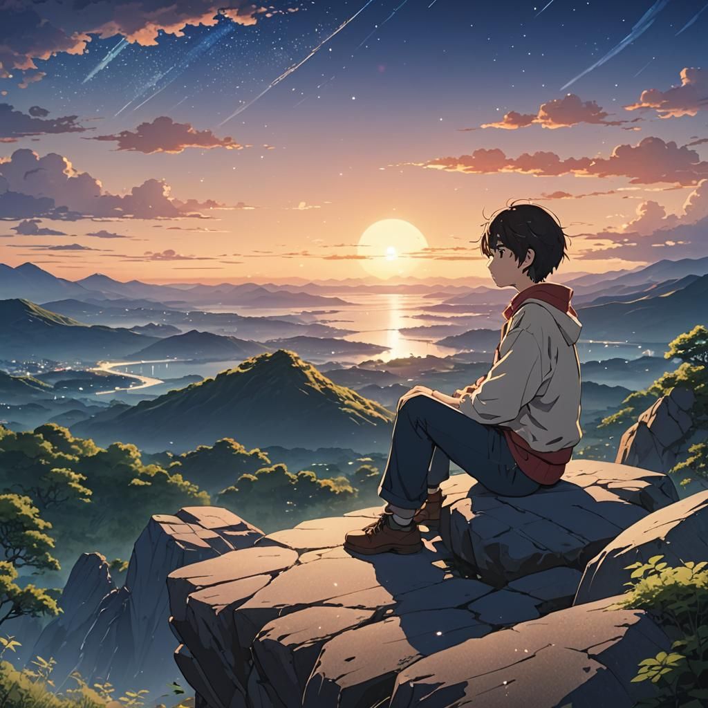 Anime Sunset: Japanese Manga Style Key Visual