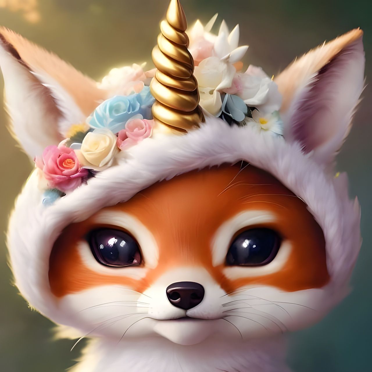 Chibi Fox Unicorn Portrait in Anime Style