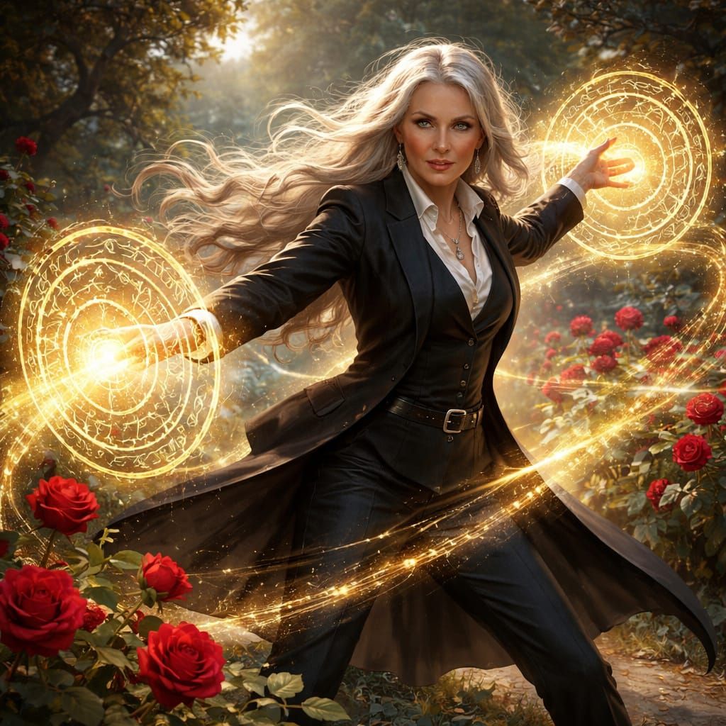 Fantasy Art: Woman Weaving Magic in Garden