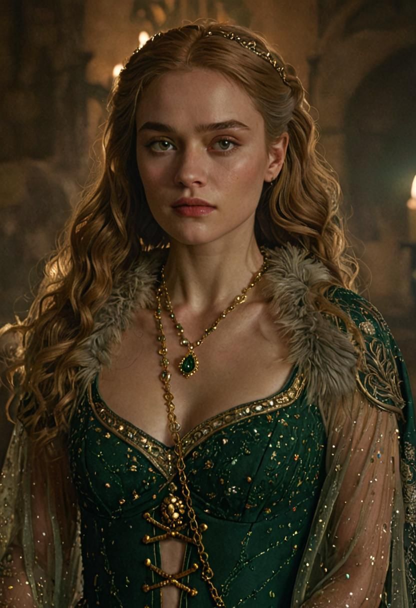 Medieval Queen in Luxurious Chamber: Photorealistic Art