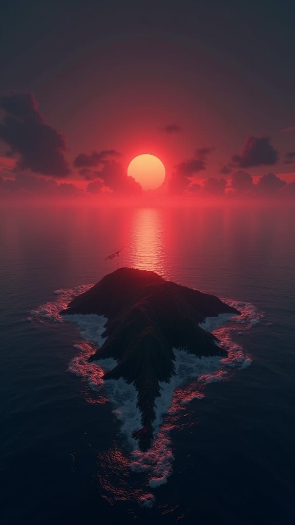 Seagull Island at Sunset Under Southern Cross