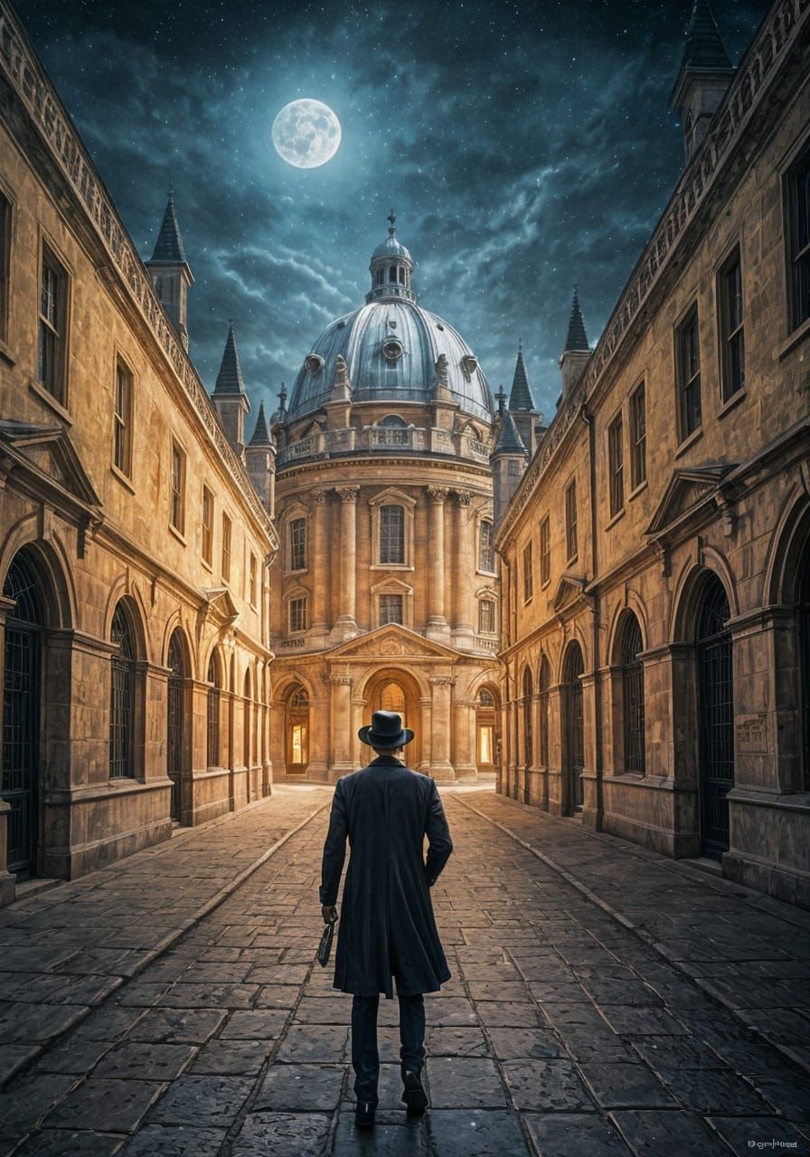 Mysterious Figure Contemplates Oxford Colleges Under Full Mo...