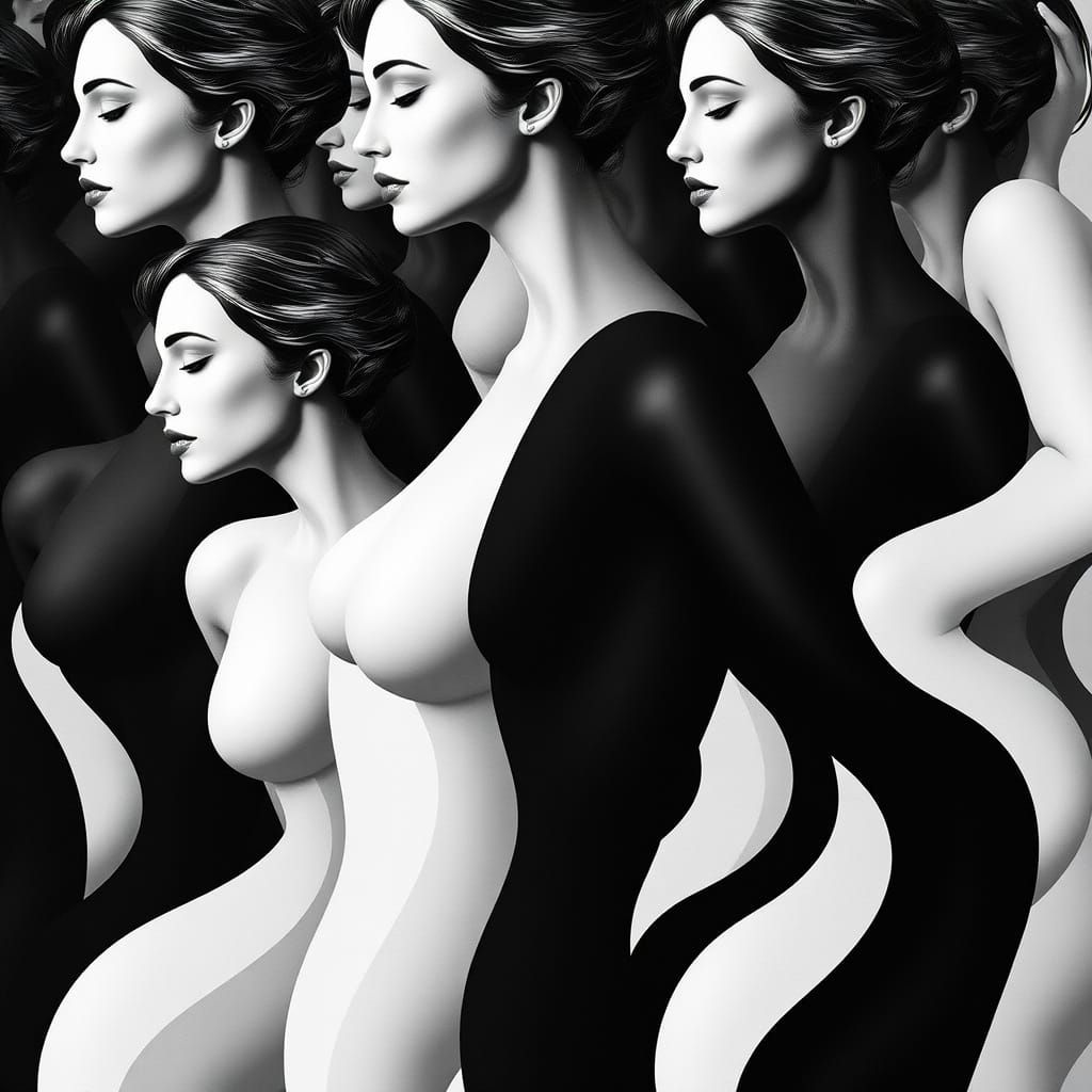 Photorealistic Abstract of Figures in Escher Style