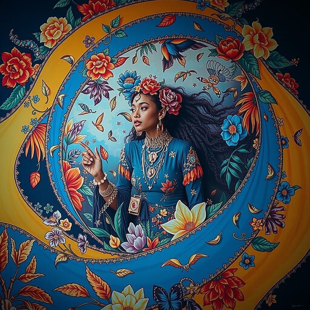 Psychedelic Garden Dream with Cosmic Mystery