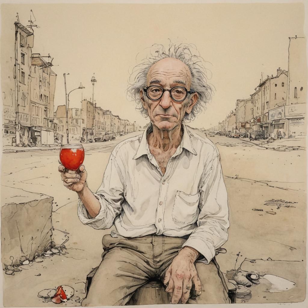 Colorful Cartoon of a Loner, Expressive Illustration