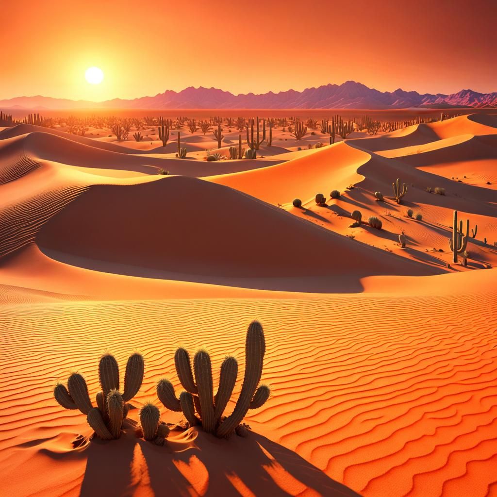 Desert Sunset: A Matte Painting of Arid Beauty