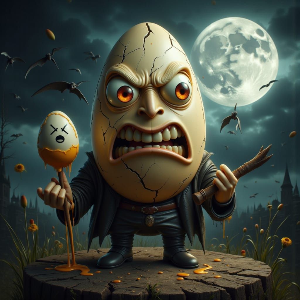 Angry Egg Vlad the Impaler Holding a Pike