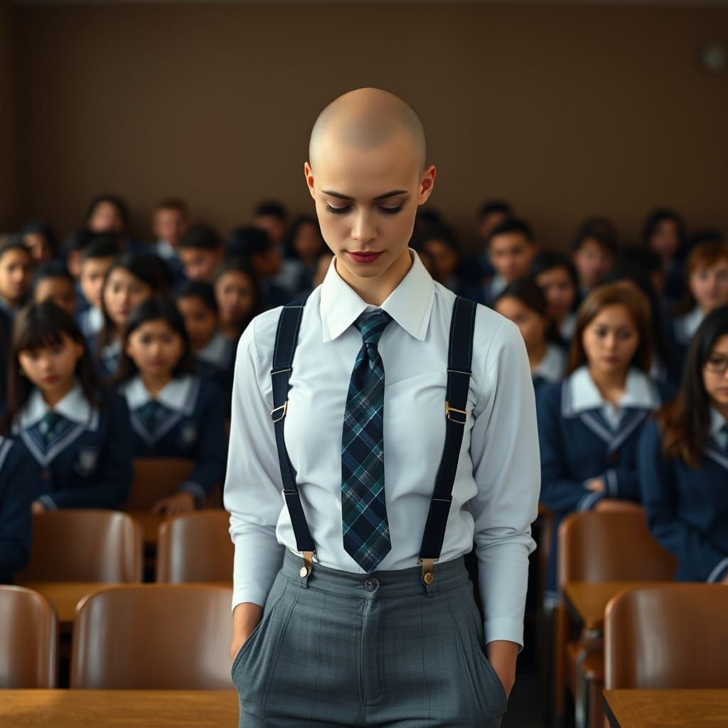 Cinematic Portrait of a Shy Student in a Classroom