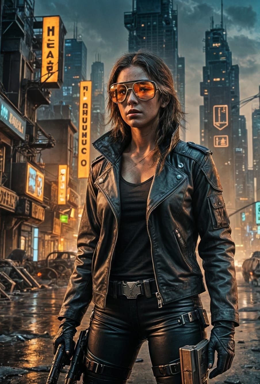 Dystopian Female Bounty Hunter Ready for Action