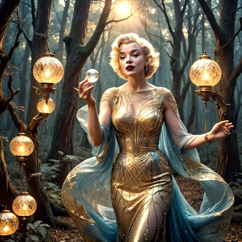 Marilyn Monroe: Detailed Fantasy Art in Woods