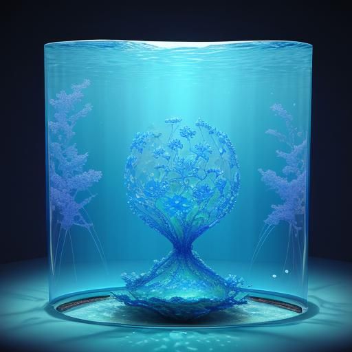Underwater Piano with Vase in Abstract Style