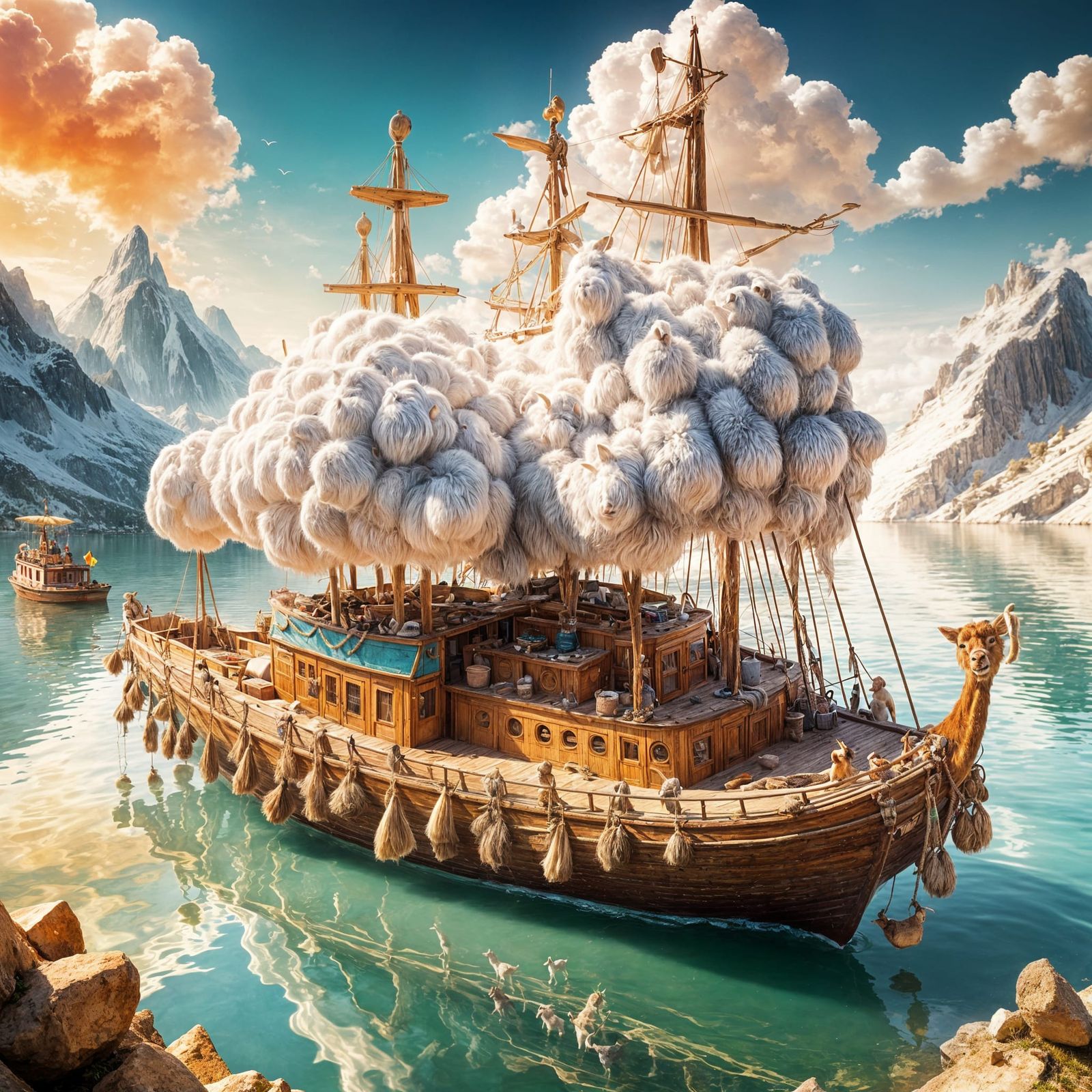 Boat Made Entirely of Living Goats Sets Sail