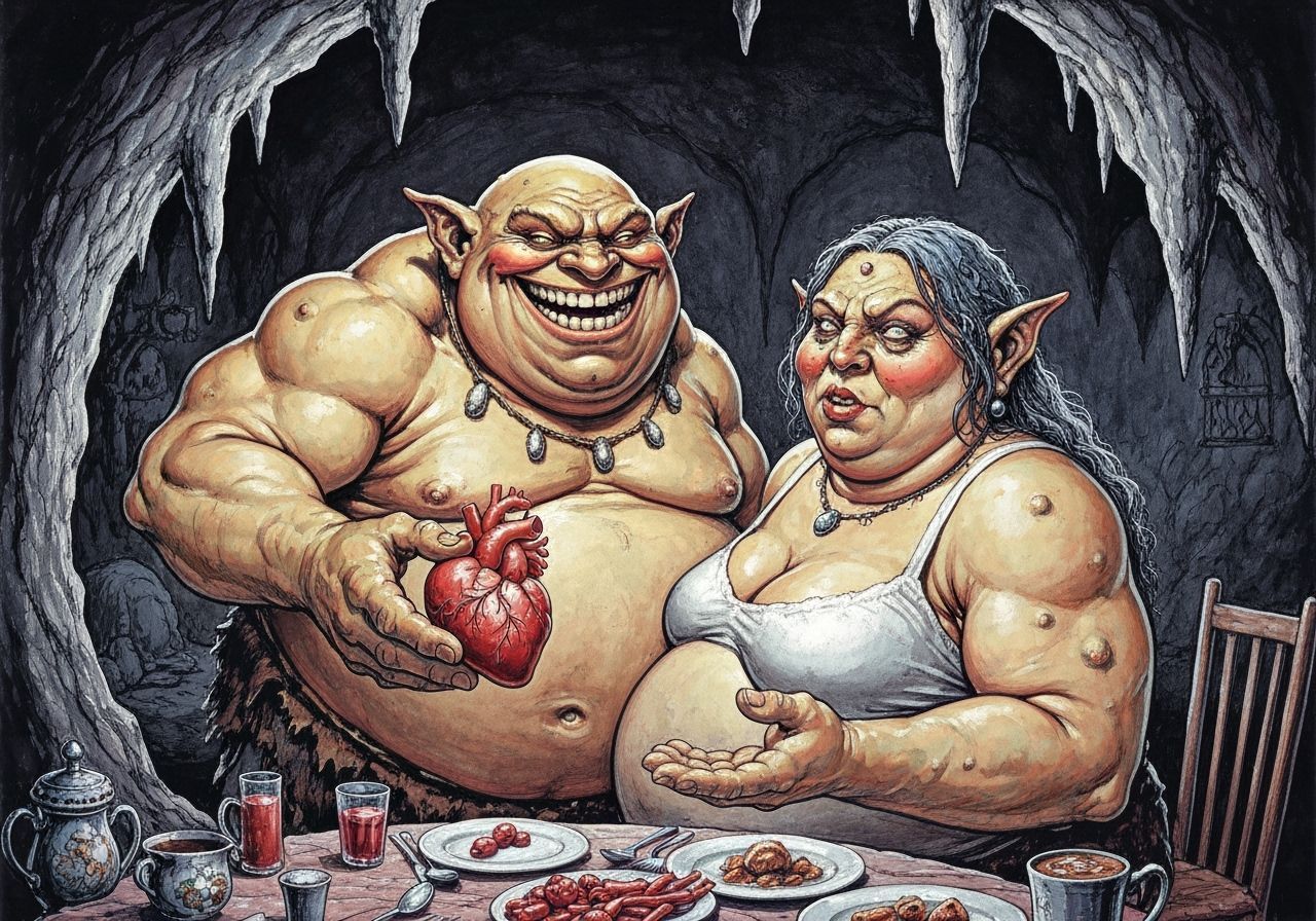 Ogre Couple's Sinister Romantic Dinner in Cave Dwelling