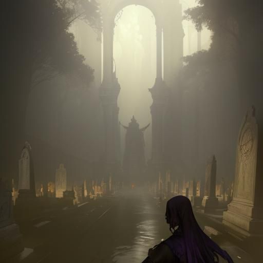 Dark Fantasy Cemetery Concept Art in 8K