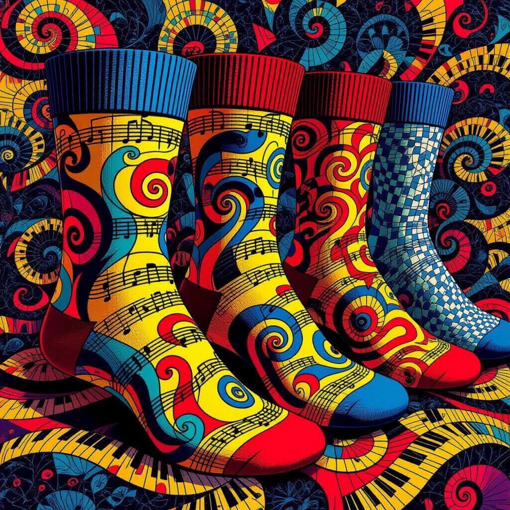 Kaleidoscopic Music Socks Inspired by Escher