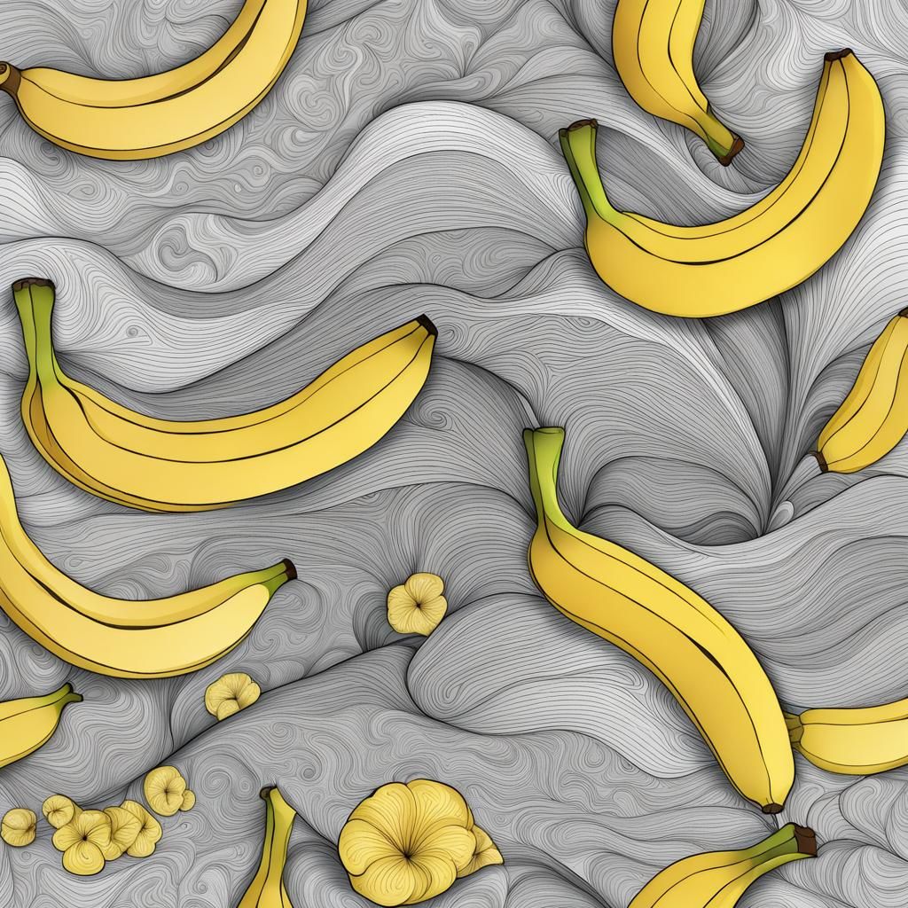Abstract Fractal Banana with Zentangle Elements