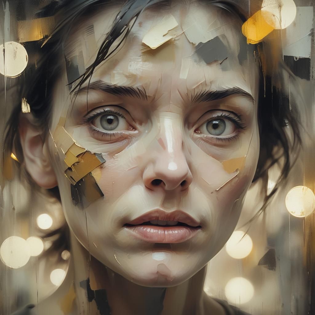 Surreal Emotional Portrait in Abstract Expressionist Style